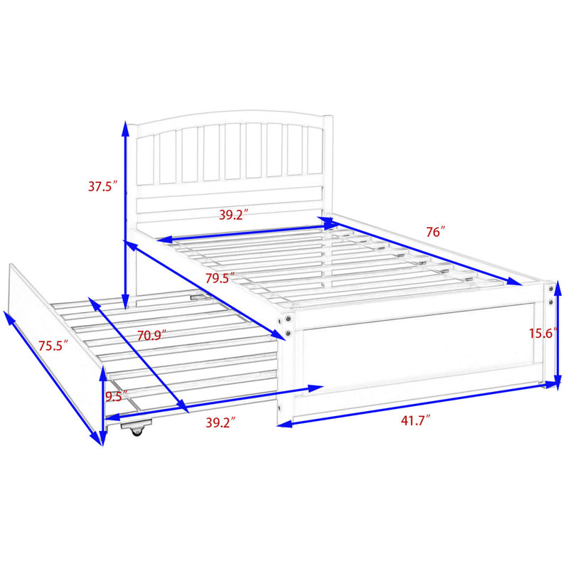Betio Twin Platform Bed with Trundle, White