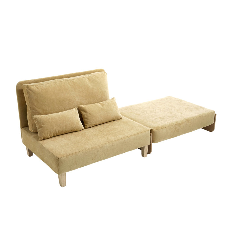 Canapé-lit pliable inclinable, canapé-lit convertible 3-en-1, décor moderne Mid-Century, Jaune