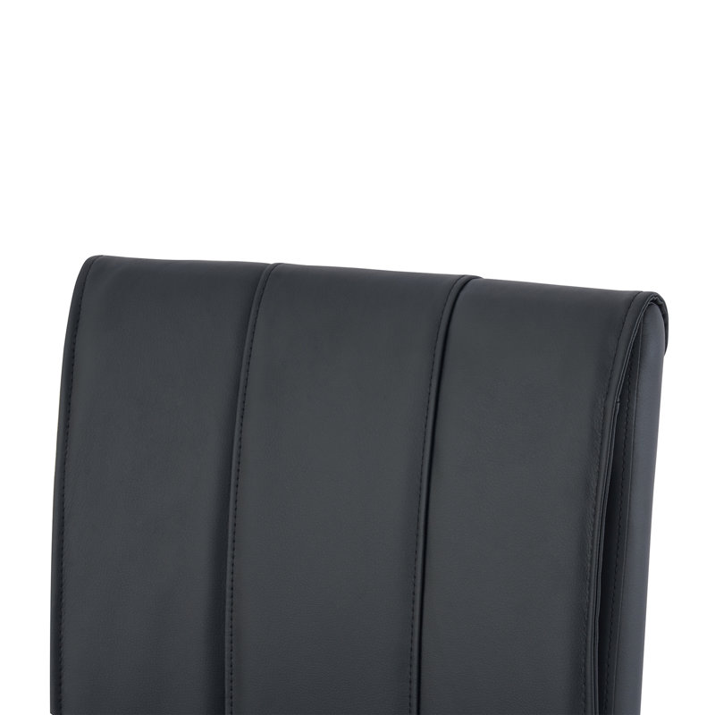 Ensemble de 4 chaises de salle à manger modernes en cuir polyuréthane noir, chaises de restaurant, Black, Argent