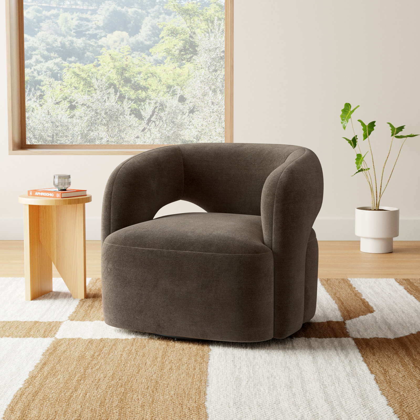 Novella Swivel Chair-Monte Olive, Monte Olive Polyester Blend