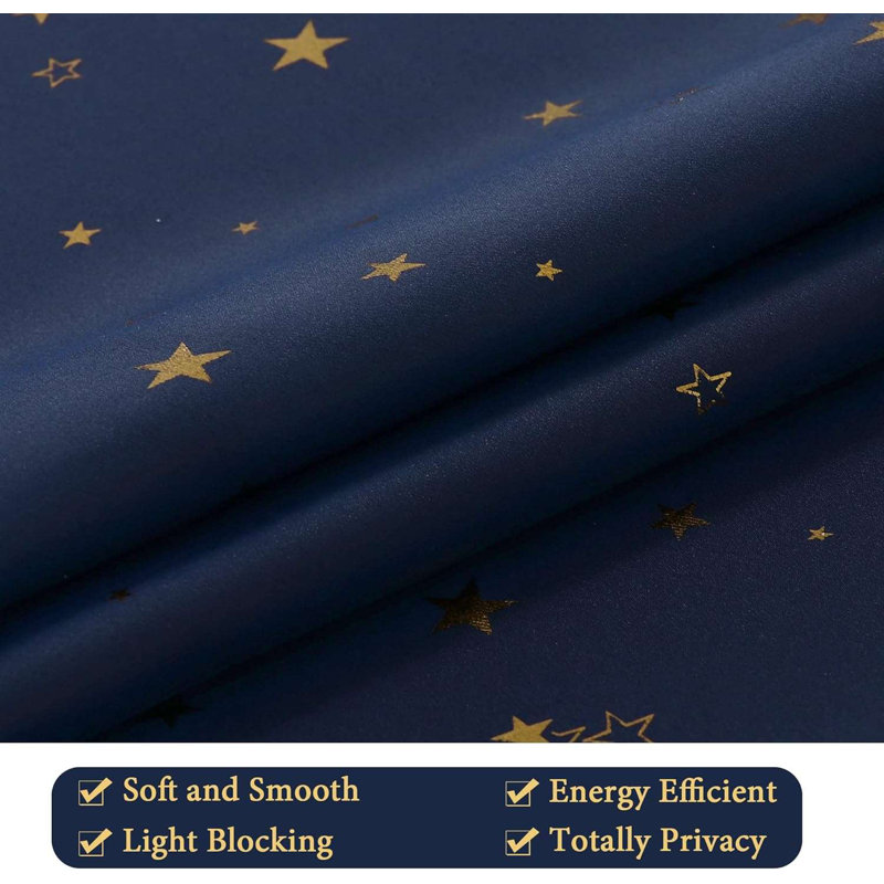 Blackout Star Curtains for Kids Room Boys Girls Twinkle Stars Thermal Insulated Cute Thick Soft Curtain Drapes, Grommet Top, 1 Panel