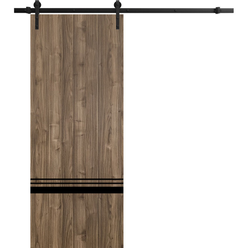 Porte de grange en bois massif massif, 24 po x 96 po, Noyer