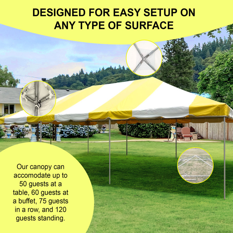 Yellow and White Galvanized Steel Frame Party Tent 20 ft x 30 ft