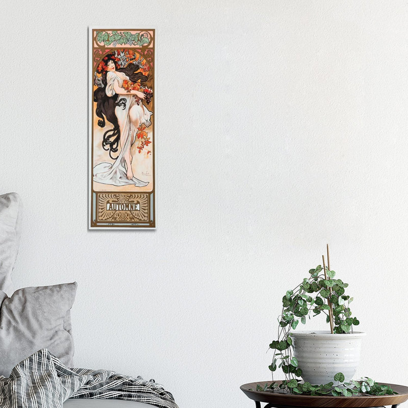 Autumn by Alphonse Mucha - Wrapped Canvas Print