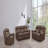 Brown Transitional Glider Recliner - Contrast Welt, Pillow Top Arms