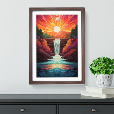 Waterfall Geometric Art - Framed Print