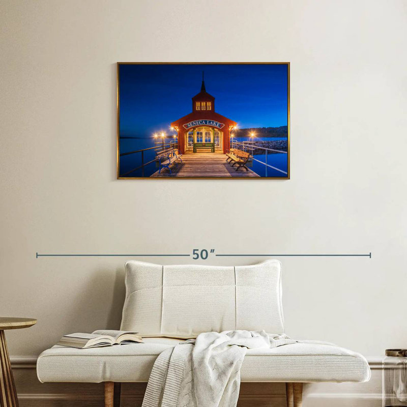 Seneca Lake Pier, Cadre flottant doré, 31 po x 21 po