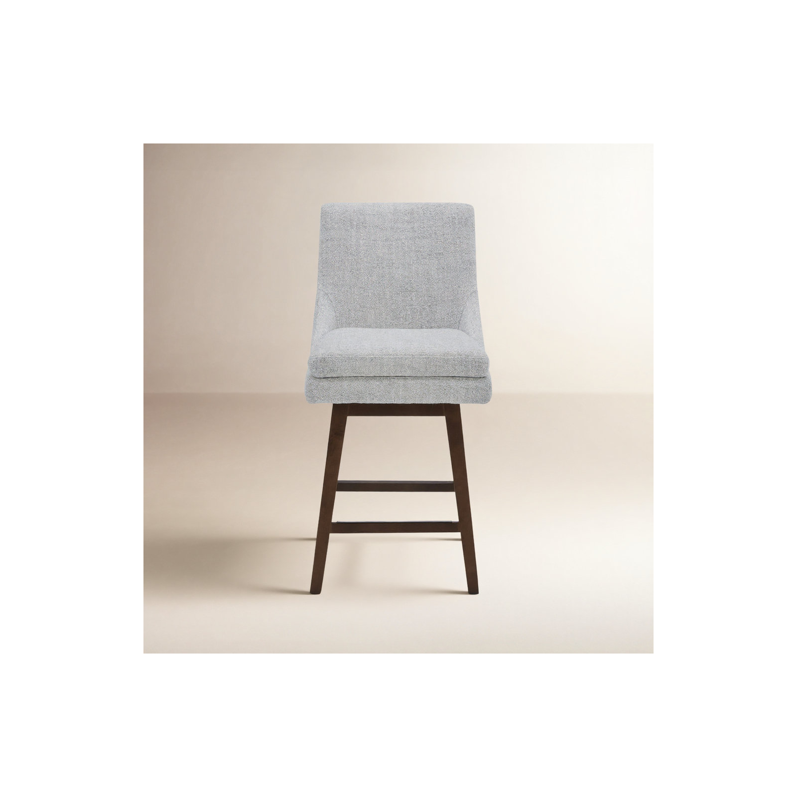 Zahara Swivel Upholstered 26'' Counter Stool, Nathan Gray Heathered/Walnut