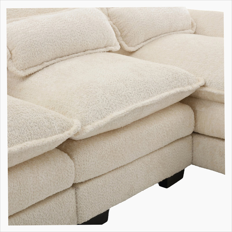 Odas 110.63'' Modular Sofa, Beige Fabric