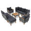 Ensemble de meubles de patio en rotin 9 pièces, ensemble de conversation extérieur avec pieds en bois d'acacia et plateau de table, ensemble de canapé modulaire en rotin avec table basse, coussin lavable, gris