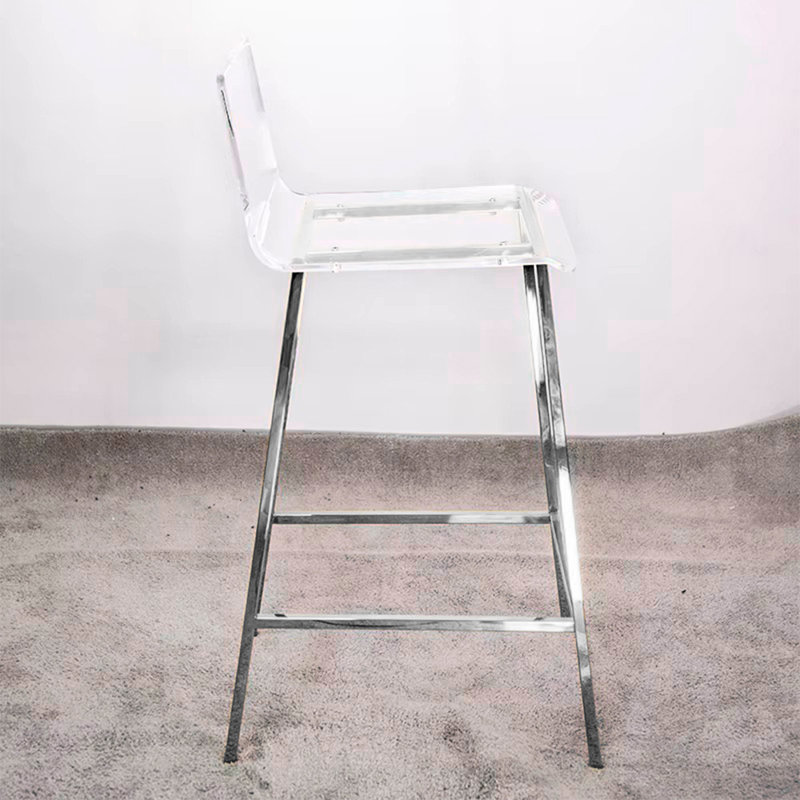 Counter Stool with Steel Frame, Clear/Silver