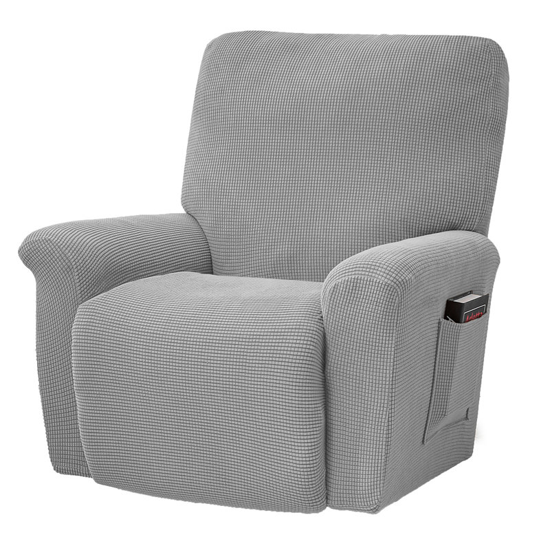Housse pour fauteuil inclinable à coussins carrés/rectangulaires, Mélange de polyester argent