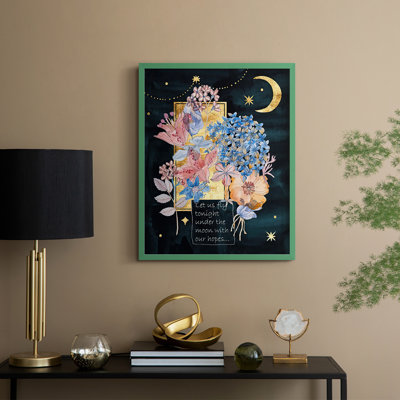 Moonlight Flowers I, reproduction encadrée - bois massif