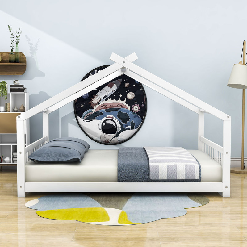 Bunche Wood House Platform Bed, Full, White