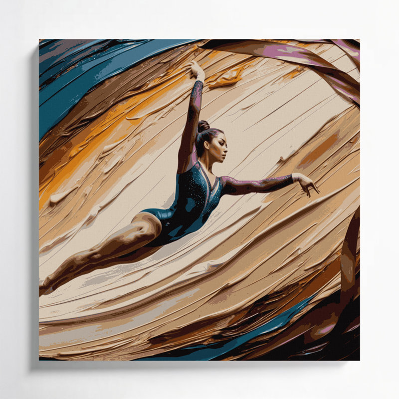 Art sportif sur toile brune, H 16 po x l 16 po