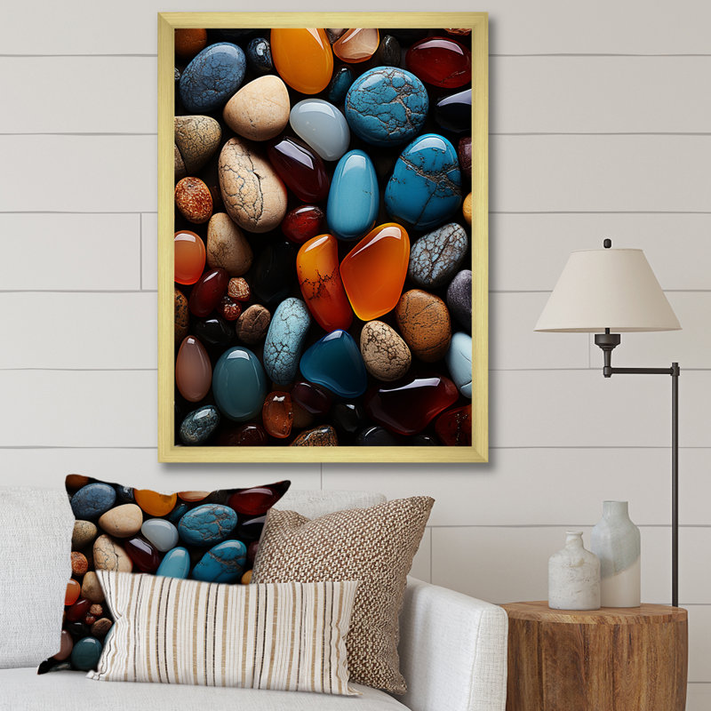Spiritual Stones Of Harmony I - Spiritual Stone, reproduction d'art sur toile, H 32 po x l 24 po x P 1 po, Encadrement doré