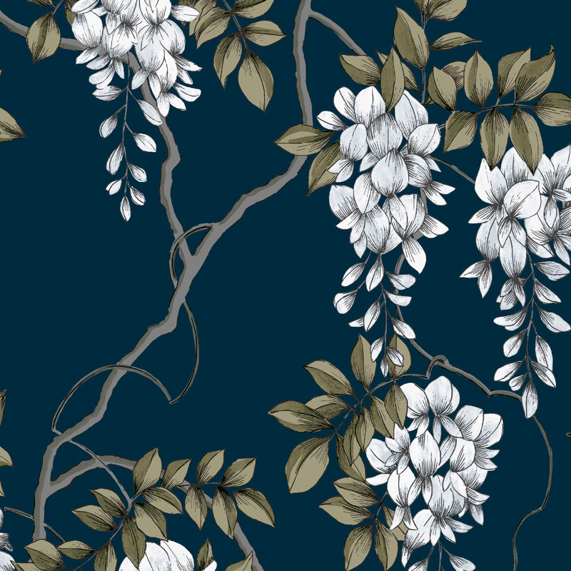 Superfresco Easy Navy Wisteria Floral Wallpaper
