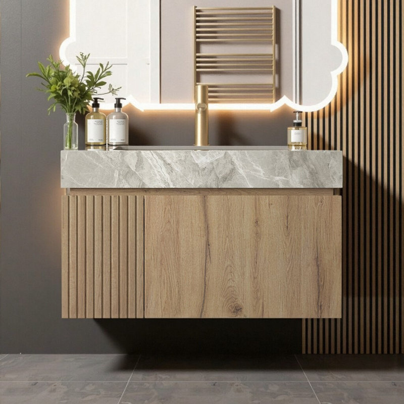 Meuble-lavabo flottant moderne avec lavabo 30 po Modern, 30", Chêne