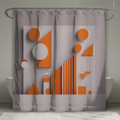 Orange White Shapes Shower Curtains Extra Long