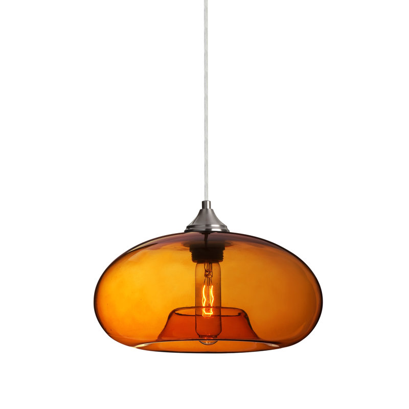 Luminaire suspendu en dome à 1 lumière, Nickel satiné, Transparent
