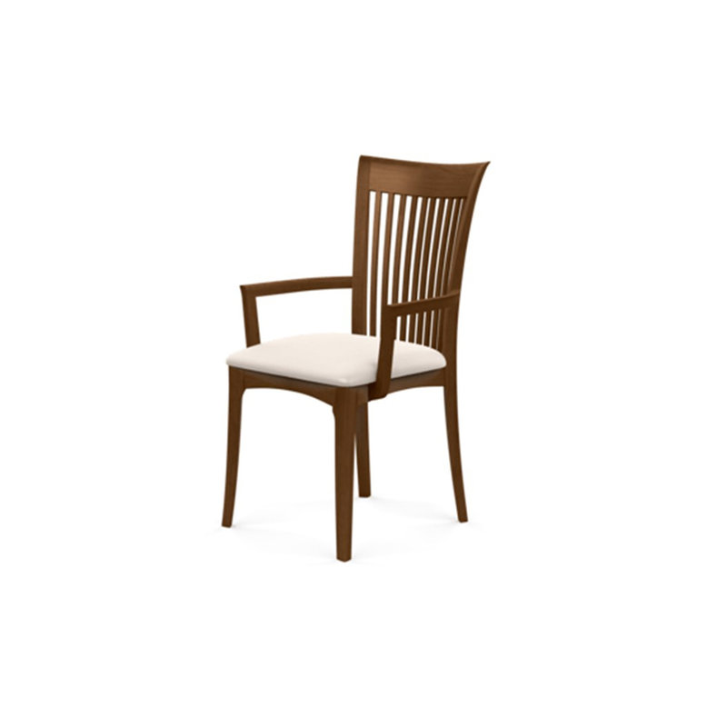 Sarah 19.25'' H Upholstered Armchair, Saddle Cherry, White Leather