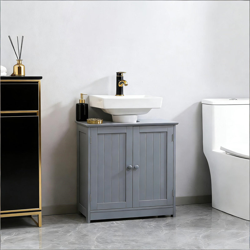 Armoire de rangement à piédestal de style moderne, Gris, Argent