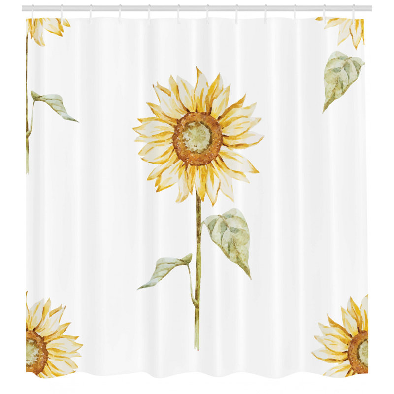 Ensemble de rideau de douche et crochets Sunflower, H 84 po x l 69 po