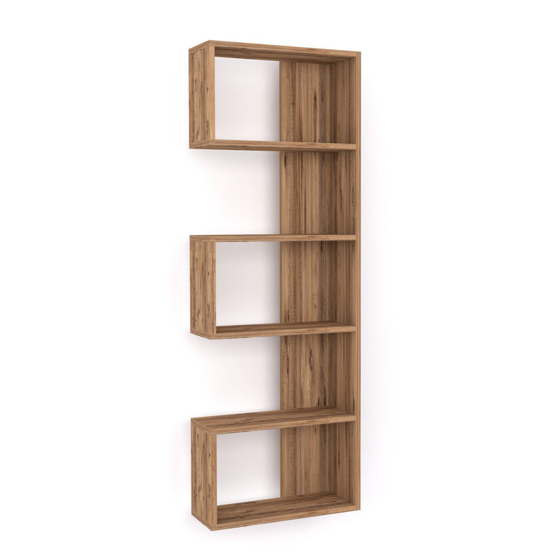 Modern Bookshelf in Sapphire Oak, 20.4 x 59.1 inches | 100% Melamine Coated Particle Board, Thickness: 0.7 inches | Features Numerous Shelves, Wall-Mountable Design | Perfect for Home Office, Living Room, or Study | Stylish & Functional Storage Solution