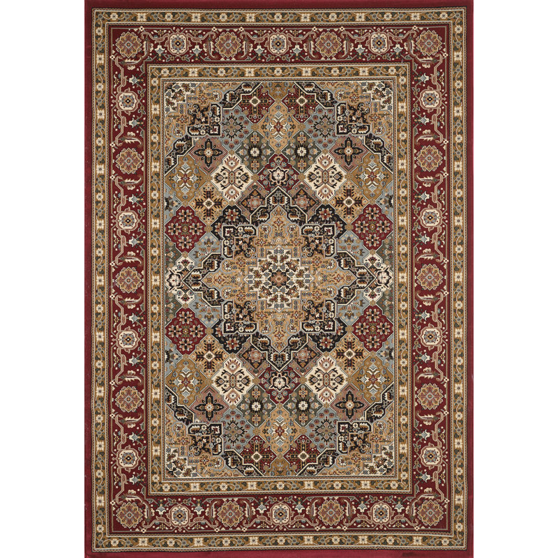 Tapis rond intérieur / extérieur rond rouge / brun Turkuaz, Rectangle 9 pi 10 po x 13 pi 1 po