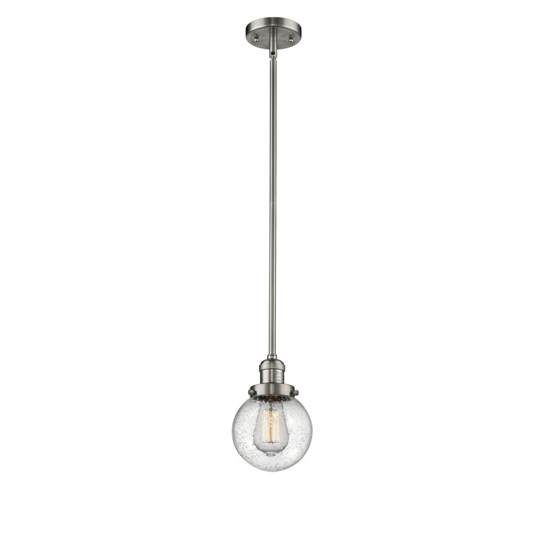 Luminaire suspendu sphère 1 lumière Zarmayr, Ampoule non incluse, Grainé, Nickel satiné brossé