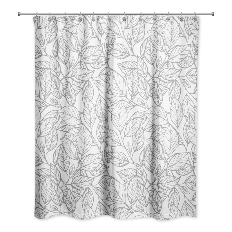 Rideau de douche simple à motif floral deralyn, Gris