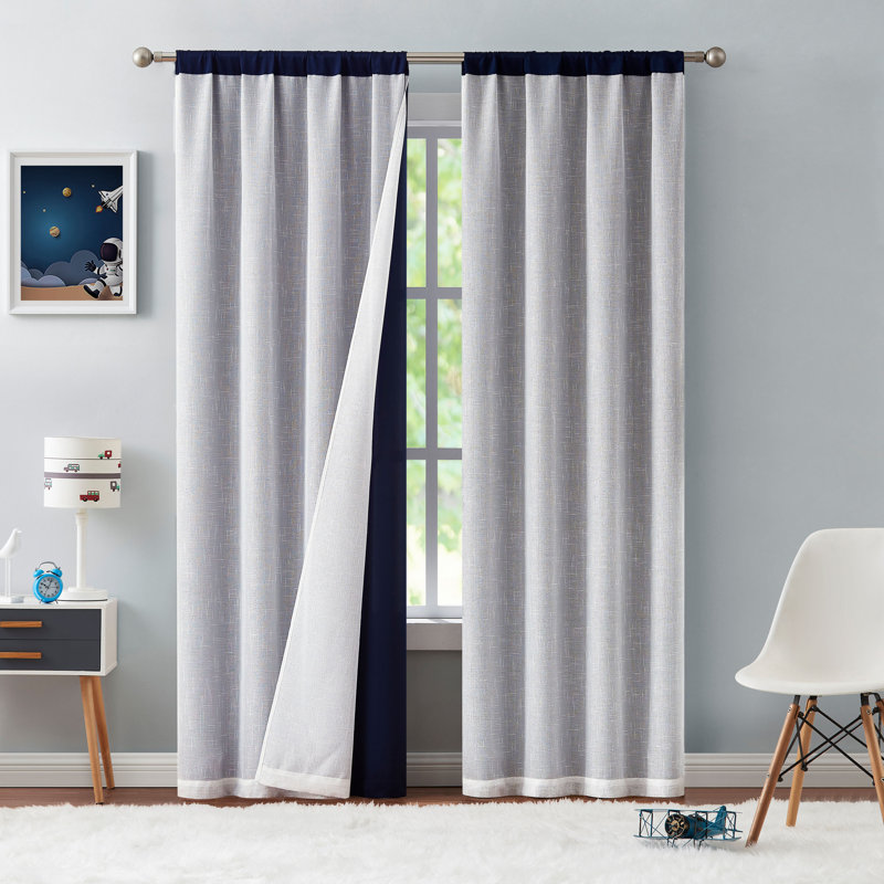 Blush Polyester Blackout Rod Pocket Kids Curtain Panel
