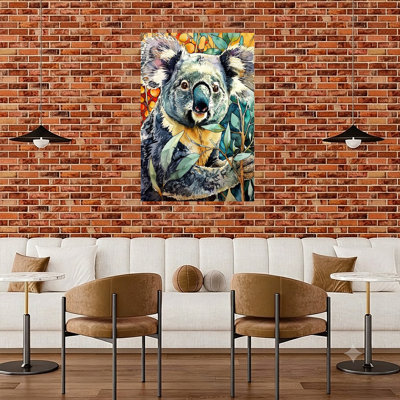 Koala In Eucalyptus Abstract Contemporary Bear Koala Nature Tree Wall Art