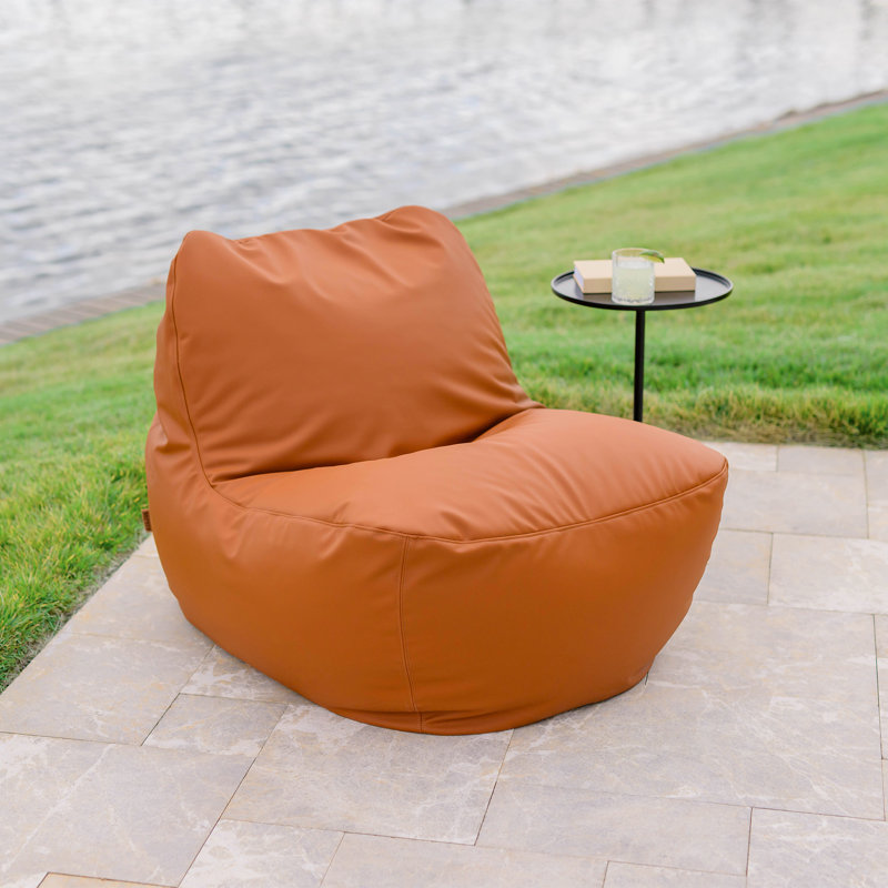 Big Joe Luft Lightweight Outdoor Patio Chair, Premium Sunbrella Fabric, ComfortFlow Bean Filling, Nightfall, Honey Sand