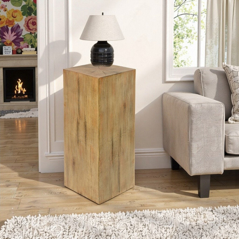 Table d'appoint carrée à colonne 33,75 po, Brun