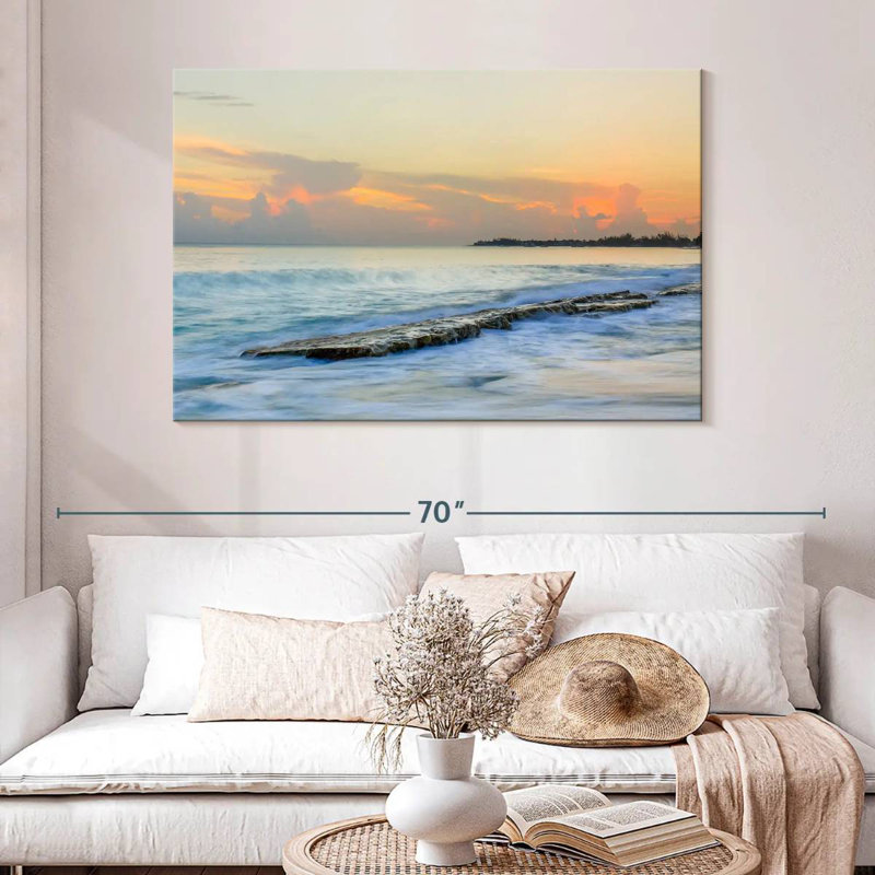 Gillard, crique de plage, vagues, H 32 po x l 48 po