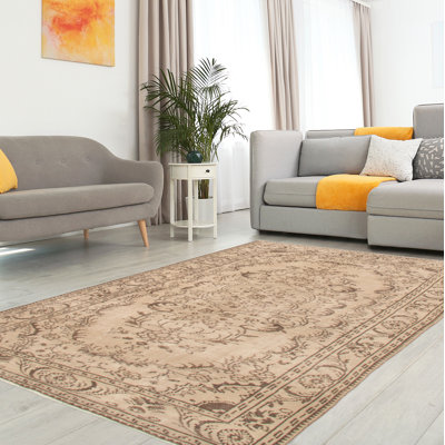 Tapis kaki clair en laine noué à la main de conception unique 2000 pi 5 pi 5 po x 8 pi 8 po Danuel