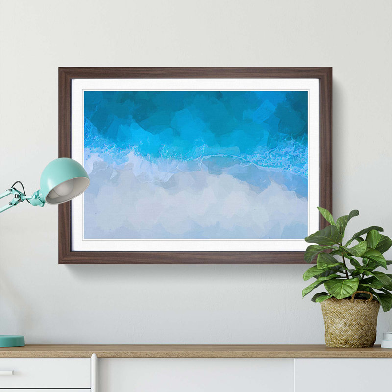 Edge of the Ocean in the Maldives in Abstract - Picture Frame Graphic Art Print, Walnut Framed, 36cm H x 48cm W x 2cm D