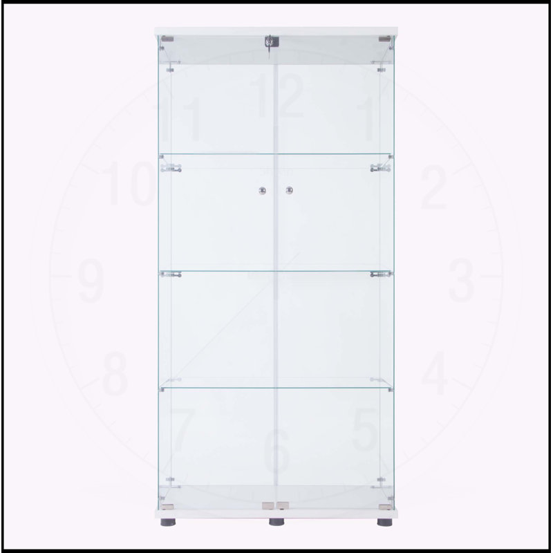Versatile LED Strip Light Glass Display Cabinet with Multiple Shelves, White