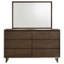 Commode 6 tiroirs et miroir brun chaud