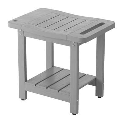 Banc de douche à 2 niveaux avec support de pomme de douche et siège de rangement incurvé pour pieds de rasage, tabouret de bain, spa, intérieur ou extérieur