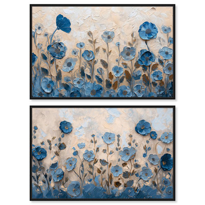 Ensemble de 2 fleurs bleues Curlean 