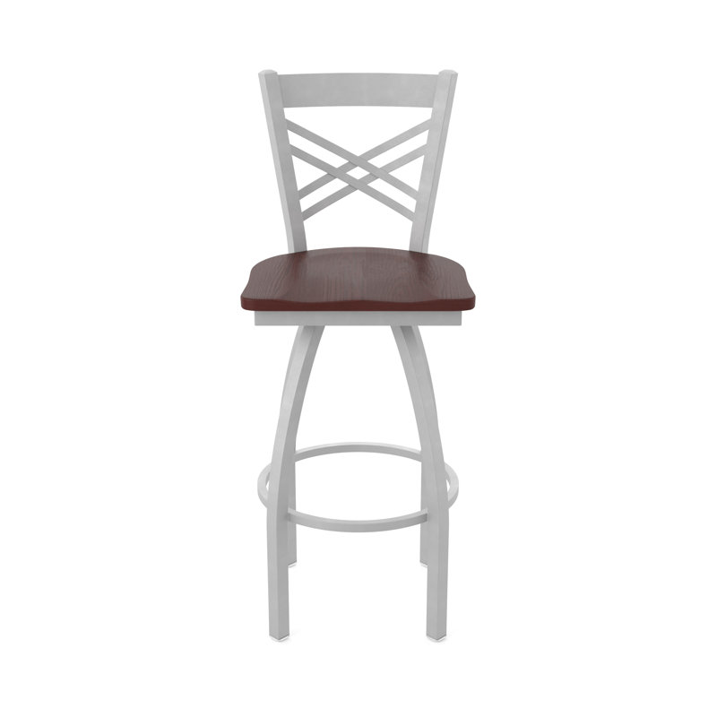 820 Catalina Swivel Bar Stool, Wood-Dark Cherry Oak, Anodized Nickel, Extra Tall (36" Seat Height)