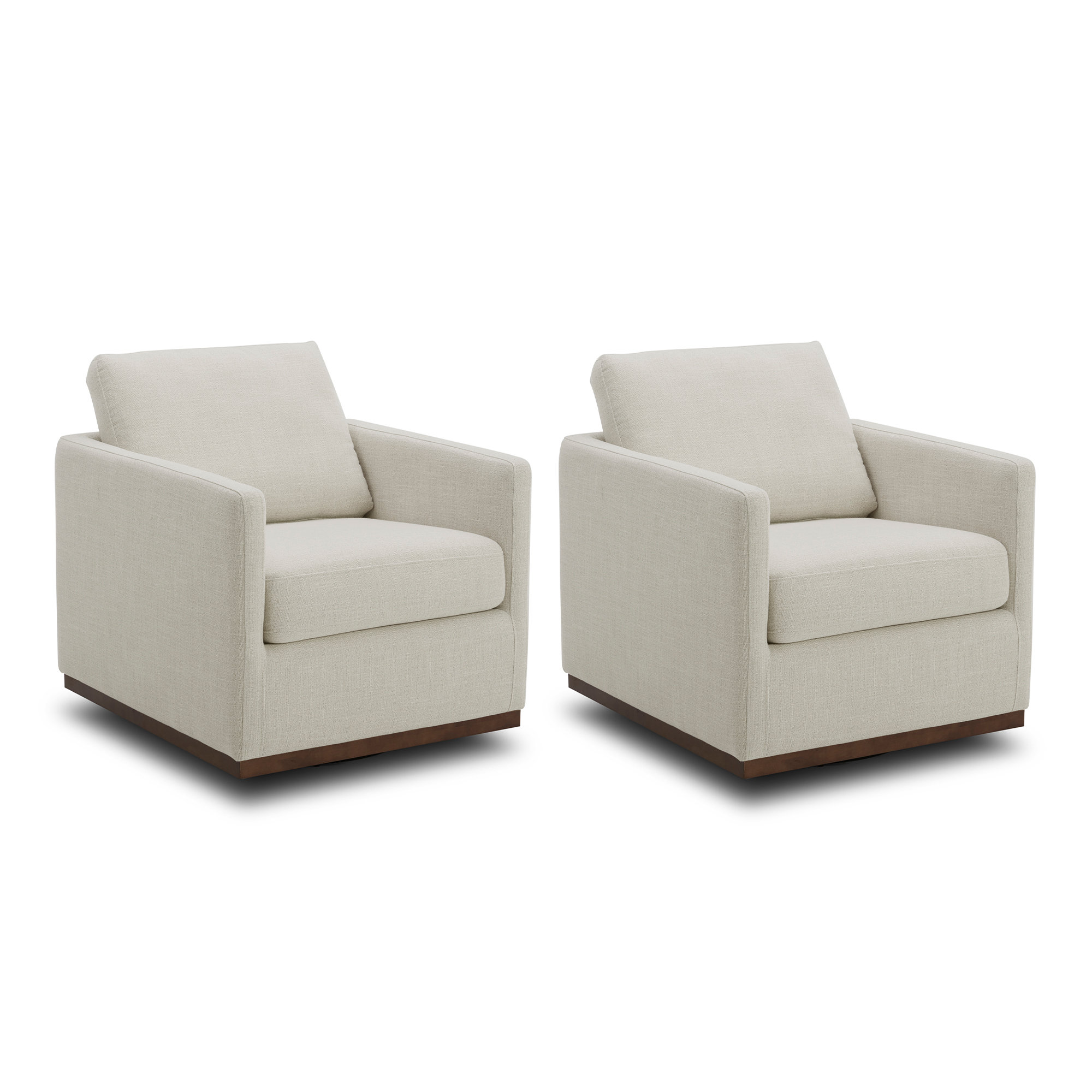 Bobbi Upholstered Swivel Armchair (Set of 2), Effie Linen Performance Linen