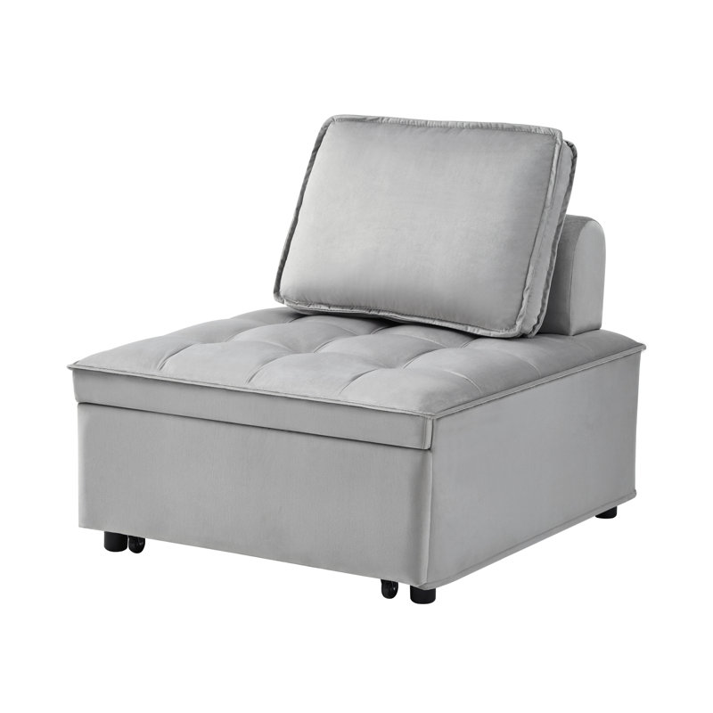 Lit convertible, 1 siège en velours gris, multifonctionnel pour différents besoins, maison, siège-lit d'appoint avec coussin, dossier amovible, bureau et appartement peu encombrant, H 16,5 po