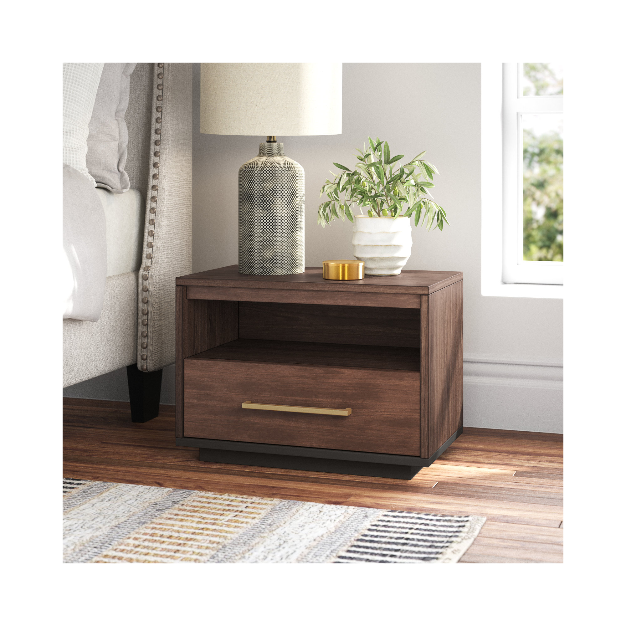 Roxie 1 - Drawer 24.8" Nightstand, Brown