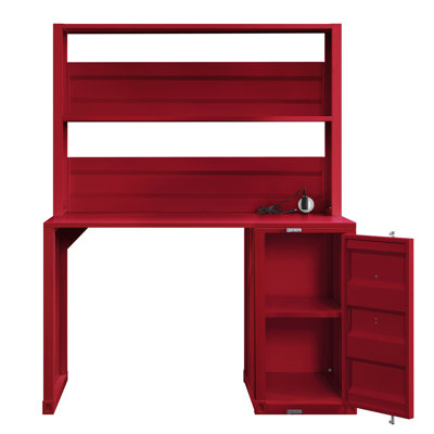 Red Finish Writing Desk W/Hutch