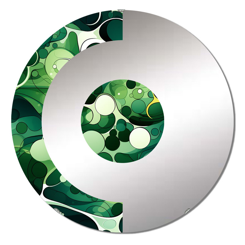 Green Popart Techno Tangles - Miroir mural demi-cercle, 23,6 po x 23,6 po