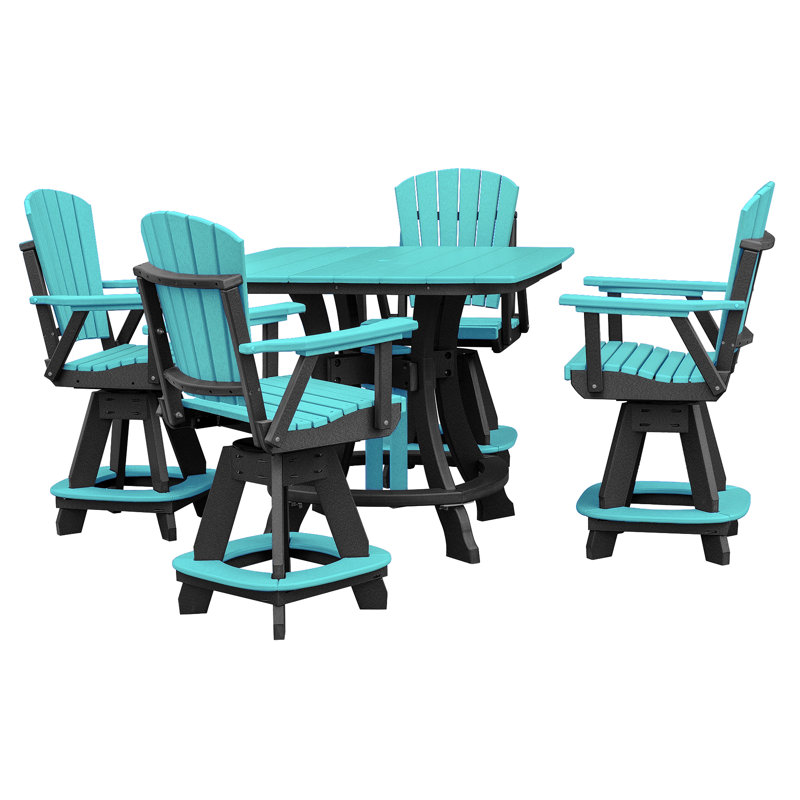 Aruba Blue and Black Recycled Poly Resin Square Outdoor Dining Table