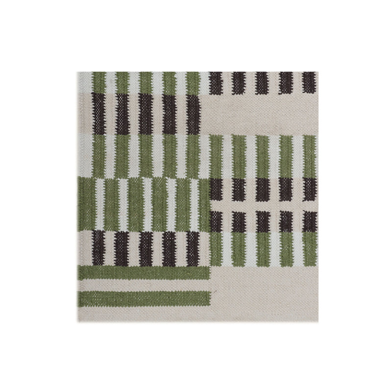 Static Geometric Area Rug in Green/Ivory, Rectangle 10' x 14'